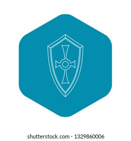 Shield icon. Outline illustration of shield vector icon for web