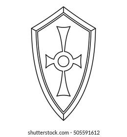 Shield icon. Outline illustration of shield vector icon for web