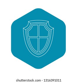 Shield icon in outline style on a white background vector illustration