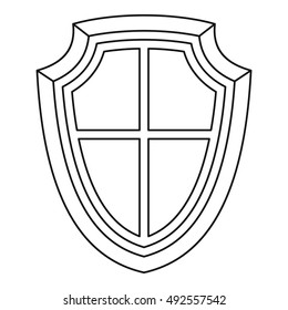 Shield icon in outline style on a white background vector illustration