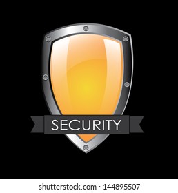 shield icon over grill background vector illustration