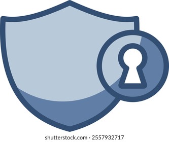 shield icon and padlock symbol, transparent background. replaceable blue color design