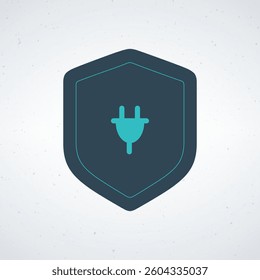 A shield icon with a plug symbol in the center, representing electrical safety or energy protection.
