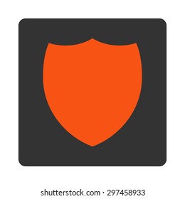 Shield icon from Primitive Buttons OverColor Set. This rounded square flat button is drawn with orange and gray colors on a white background.