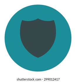 Shield icon from Primitive Round Buttons OverColor Set. This round flat button is drawn with soft blue colors on a white background.