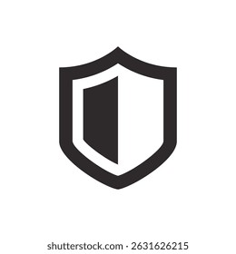 Ícone de escudo, símbolo de proteção ou protetor isolado no fundo branco.