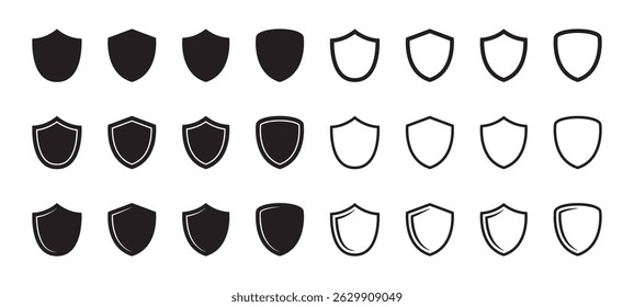 Schild-Symbol. Schutz-Symbol. Schild-Shapes festgelegt.
