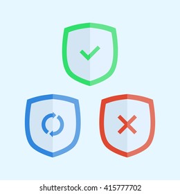 Shield icon. Protection, threat, update. Simple, flat style. Graphic vector illustration.