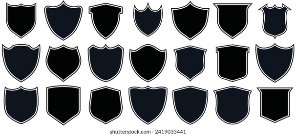 Shield icon. Safe protection sign. Secure guard symbol. Shield vector set. Protect isolated on white background.