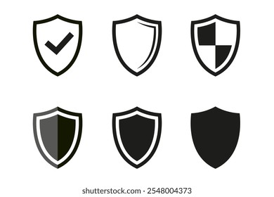 Shield icon. Safe protection sign. Secure guard symbol. Shield vector set. Protect isolated on white background.