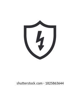 Icono Escudo. Icono de protección. Protección eléctrica. Icono de relámpago.