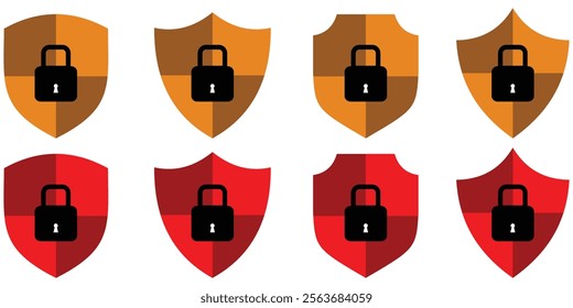 Shield icon. Security icon. Shield with lock. Protection icon. Secure access. Password protection. Safety system. Lock icon. Protection activated. Active safety. Guard badge. Padlock sign.