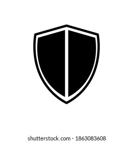 Schild Symbol. Kontursymbol des Sicherheitsschilds Flat einzeln auf weißem Hintergrund
