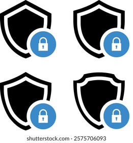 Shield icon or security shield protection icon with lock symbol privacy , padlock icon button - Keyhole icon, Door key hole button