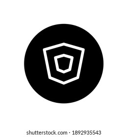 Shield icon. Security shield sign symbol in black round style. Vector