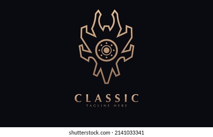 Plantilla de logotipo del símbolo de seguridad del icono Escudo monograma abstracto plantilla de logotipo del vector del monograma