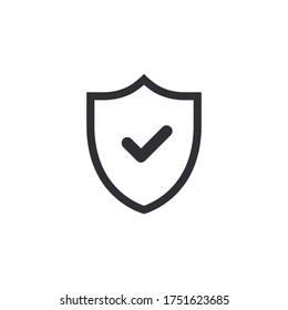 Shield icon. Security vector icon. Protection icon. Check mark. Shield with check mark. Verification completed. Safety system. Protection activated. Active safety. Virus protection. Guard badge.