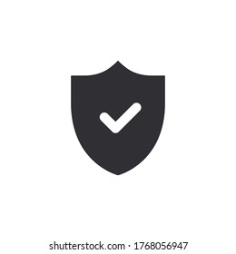 Shield icon. Security vector icon. Protection icon. Check mark. Shield with check mark. Verification completed. Safety system. Protection activated. Active safety. Virus protection. Guard badge.