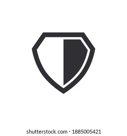 Shield icon. Security vector icon. Protection icon. Shield vector icon. Safety system. Protection activated. Active safety. Logo template. Virus protection. Guard badge. Metal shield. Guard symbol.