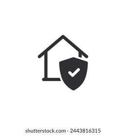 Shield icon. Security vector icon. Protection icon. Home icon. Home protection. Safety system. Protection activated. Active safety. Logo template. Virus protection. Guard badge. Shield. Guard symbol. 