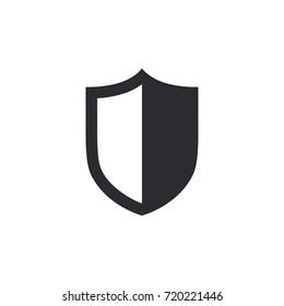 Shield icon. Security vector icon. Protection icon. Shield vector icon. Safety system. Protection activated. Active safety. Logo template. Virus protection. Guard badge. Metal shield.