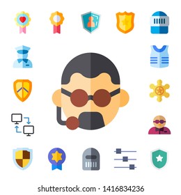 shield icon set. 17 flat shield icons.  Simple modern icons about  - badge, guard, bodyguard, transfer, armor, sheriff, security, warrior, police badge, controls