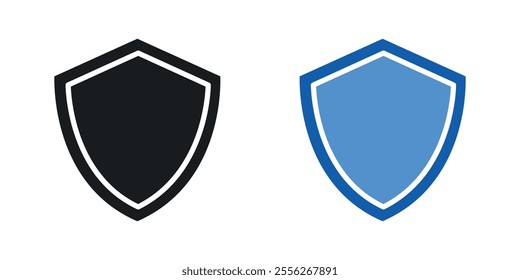 Shield icon set in black and colored versions.