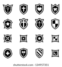 Shield Icon set Black and White