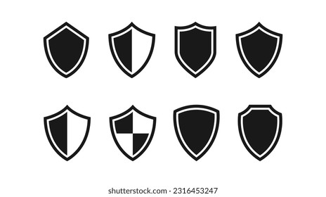 Shield icon set collection on white background