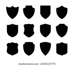 Shield icon set. Collection of security shield icons. Different shields in black for your design. Protect shapes silhouette. Vector illustration