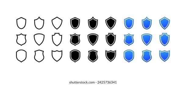 Icono Blindaje activado. Colección de escudos. Lineal, silueta y estilo plano. Iconos vectoriales