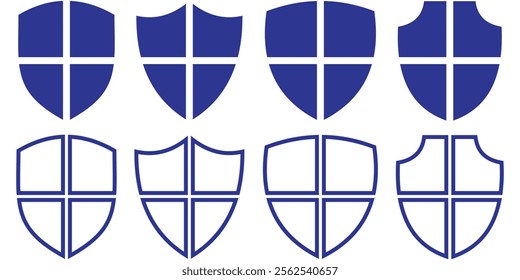 shield icon set. collection of vintage label and badges shape. different style of shield icon. 