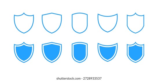 Conjunto de ícones de escudo. Contendo defesa, segurança, proteção, emblema, emblema, símbolo, guarda, segurança, seguro, força, força, autoridade.