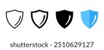 Shield icon set. Defense symbol. Security sign. Safe guard vector illustration. Guarantee emblem. Shield logo. Protection pictogram isolated.