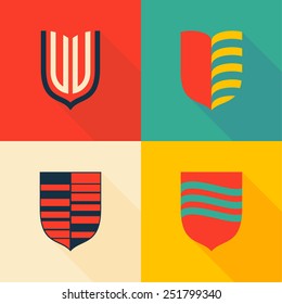 Shield icon set, design template elements