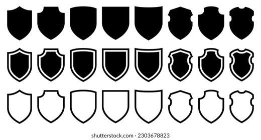 Shield icon set. Different shields forms