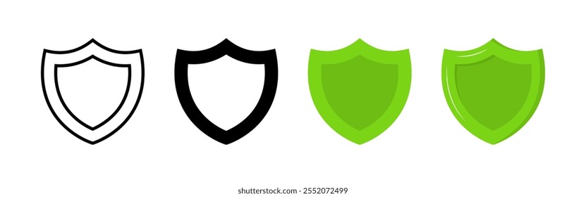 Shield icon set. Different styles. Vector icons