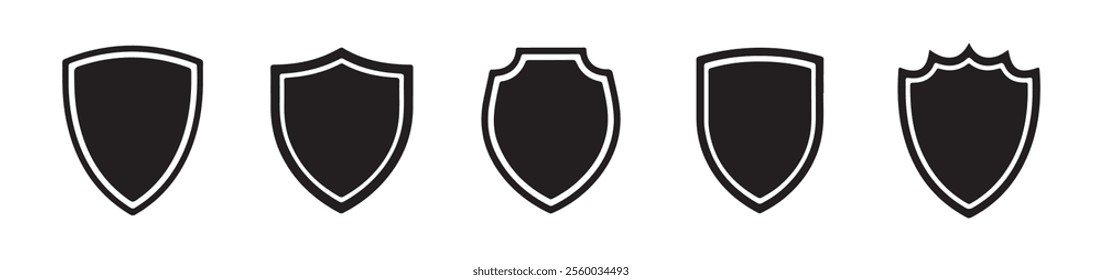 Shield icon set flat design. Heraldic shield set. Protect sign, Defense icon, Guard icon set