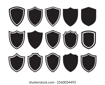 Shield icon set flat design. Heraldic shield set. Protect sign, Defense icon, Guard icon set