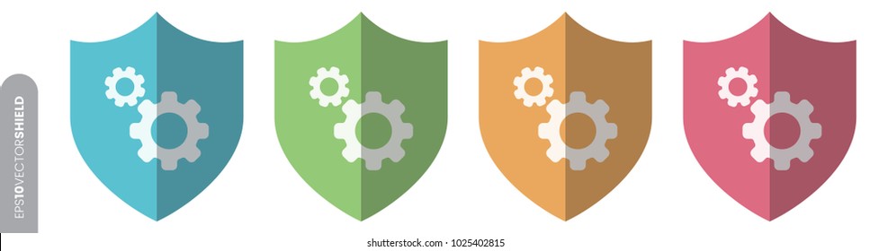 Shield Icon Set - Gears