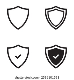 shield icon set, guard icon set, stroke