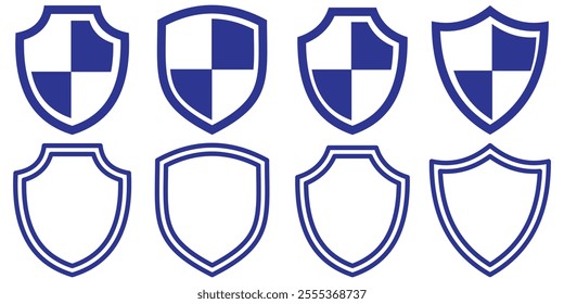 Shield icon set. Heraldic shield set. Protect shapes silhouette. Vector illustration eps 10.  design concept of safety and protection.