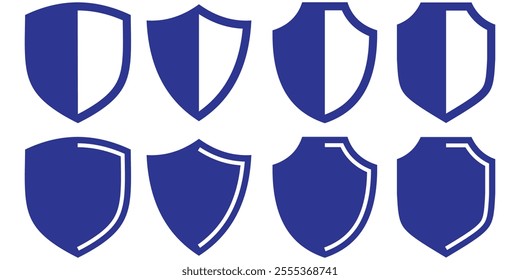 Shield icon set. Heraldic shield set. Protect shapes silhouette. Vector illustration eps 10.  design concept of safety and protection.