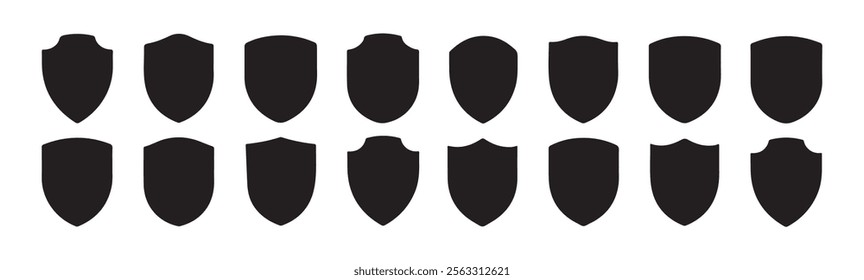 Shield icon set. Heraldic shield icon vector. Protect shield security icons. Badge quality symbol, sign, logo or emblem. Vector illustration.