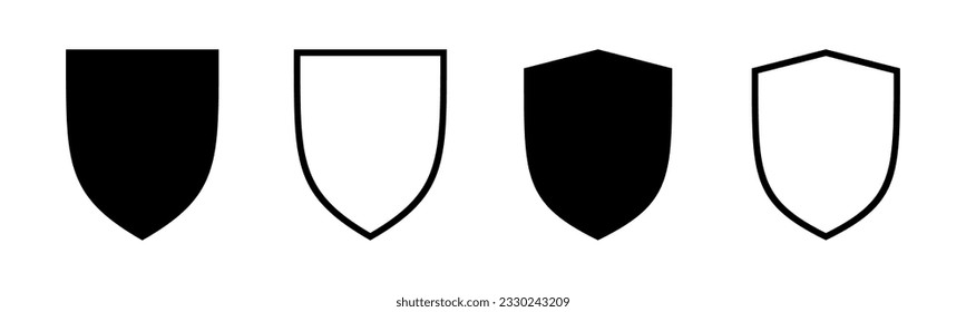 Schild Icon-Set-Illustration. Schutzsymbol. Sicherheitszeichen und -zeichen