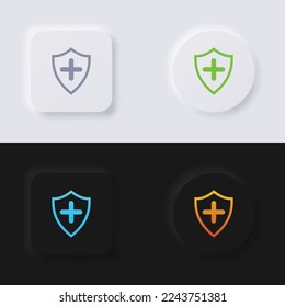 Shield icon set, Multicolor neumorphism button soft UI Design for Web design, Application UI and more, Button, Vector.