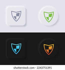 Shield icon set, Multicolor neumorphism button soft UI Design for Web design, Application UI and more, Button, Vector.