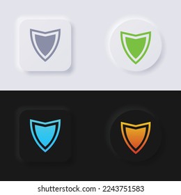 Juego de iconos Escudo, botón de neumorfismo Multicolor diseño de interfaz de usuario suave para diseño web, IU de aplicación y más, Button, Vector.