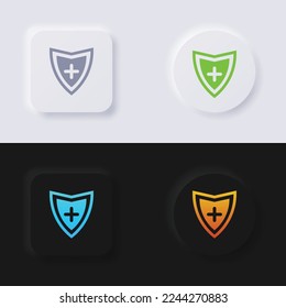 Shield icon set, Multicolor neumorphism button soft UI Design for Web design, Application UI and more, Button, Vector.