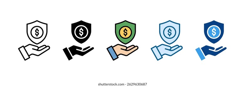 Ícone de escudo definir coleção de vários estilos